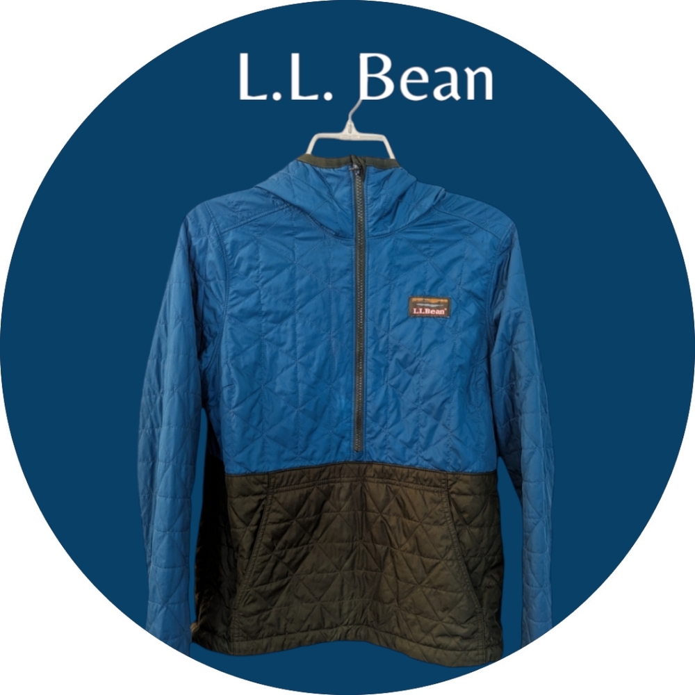 L.L. Bean Women's Blue and Green Quilted Pullover Jacket